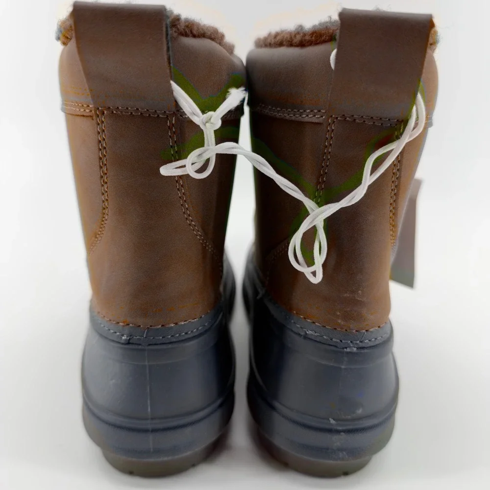 NEW Lands End Wynn Youth Duck Boots‎ Brown Navy Blue Insulated Size 5M